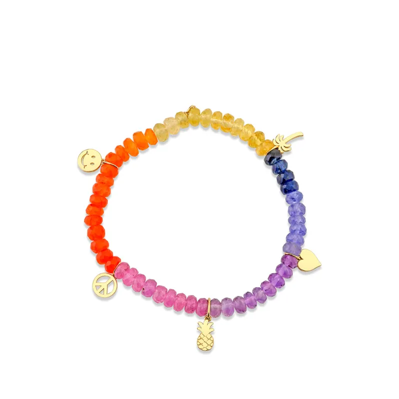 Pure Gold Tiny Multi-Charm on Semi-Precious Beads made by Sydney Evan