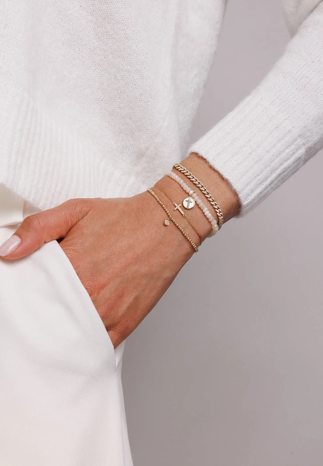 Gold & Diamond Thin Link Bracelet sold by Sydney Evan product image thumbnail 2