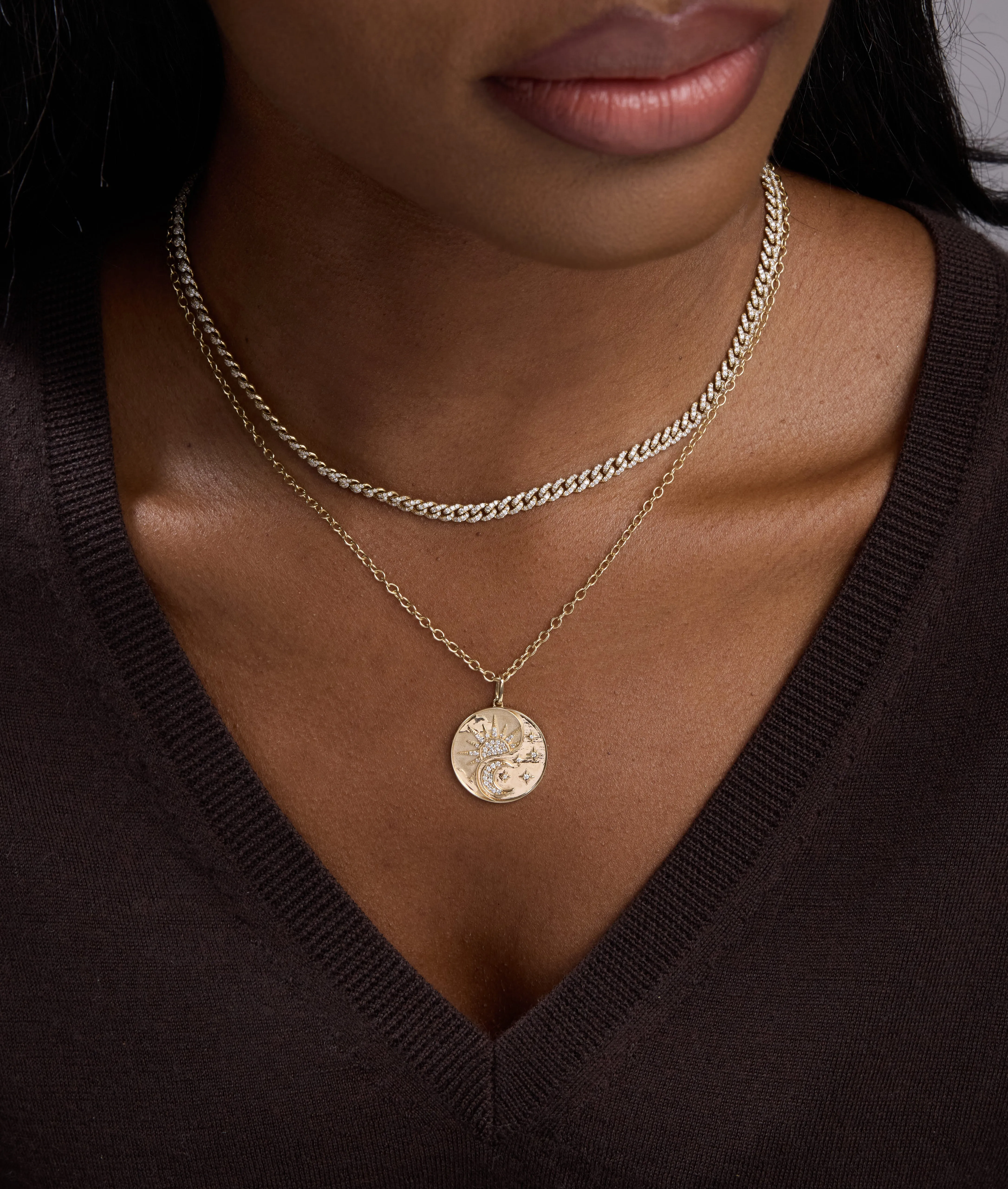 Gold & Diamond Thin Link Necklace sold by Sydney Evan product image thumbnail 3