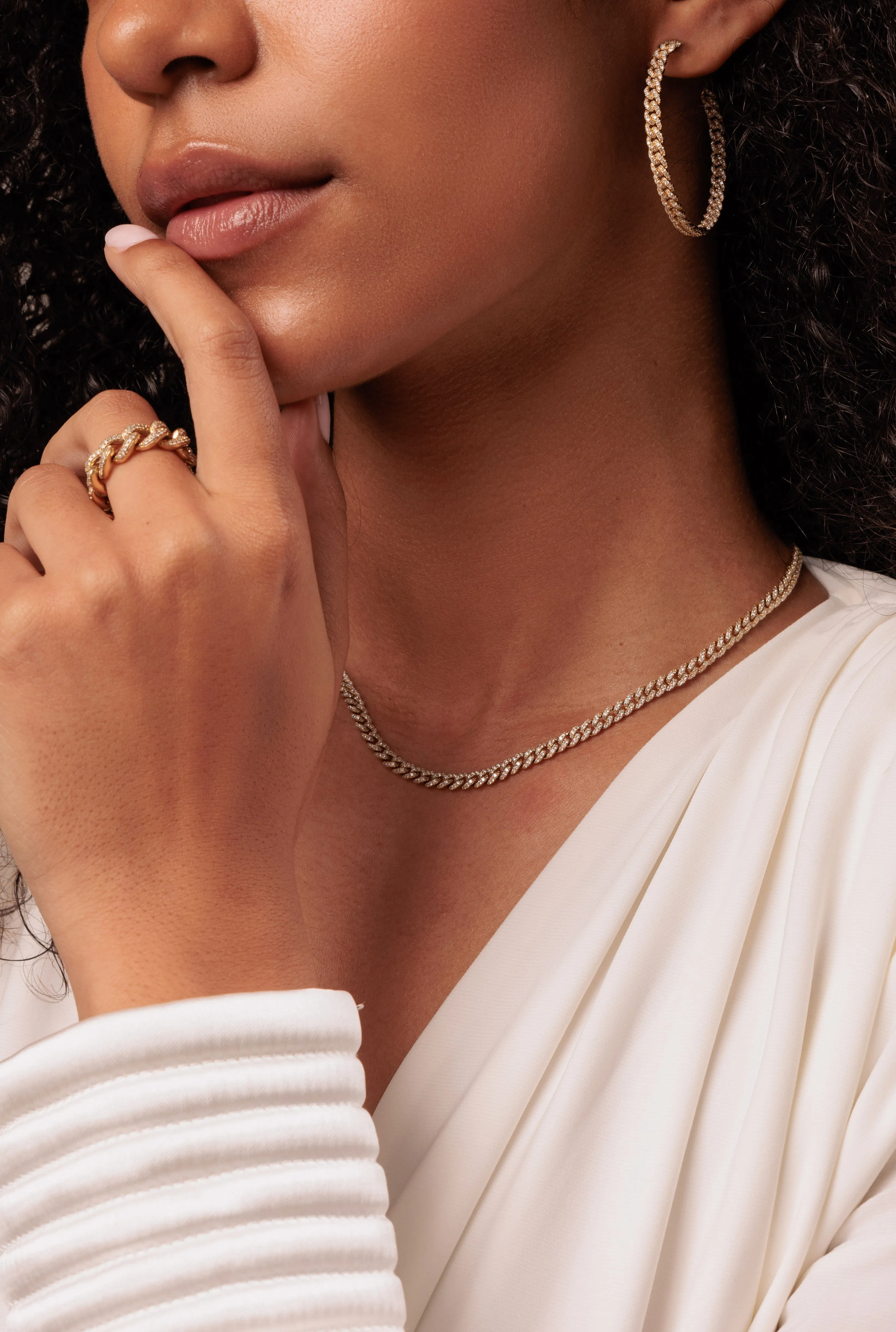 Gold & Diamond Thin Link Necklace sold by Sydney Evan product image thumbnail 2