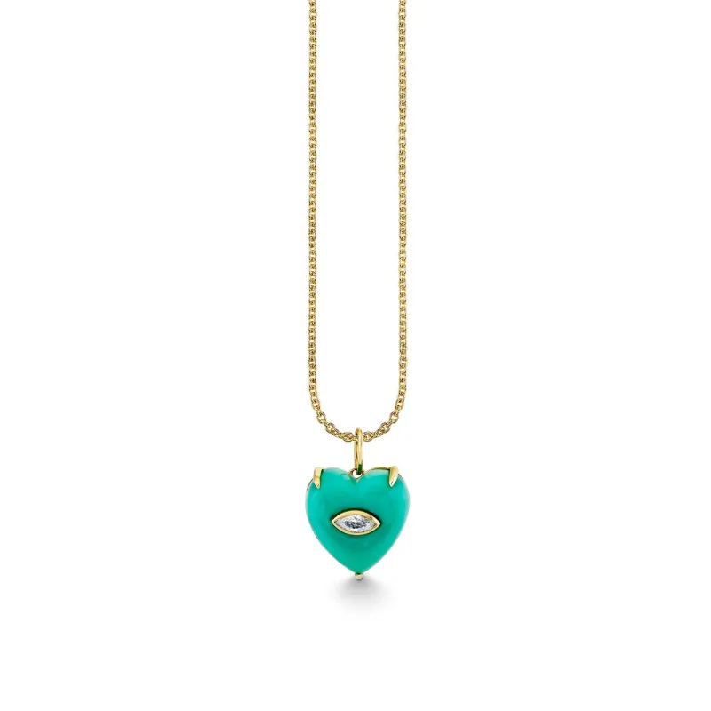 Gold & Diamond Carved Stone Heart Charm made by Sydney Evan