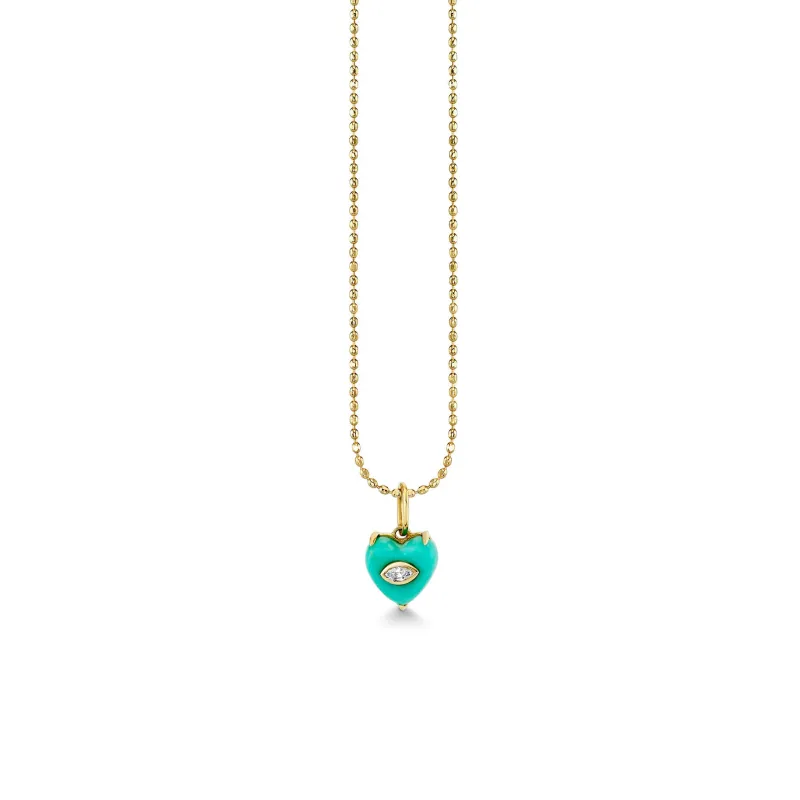 Gold & Diamond Small Carved Stone Heart Charm made by Sydney Evan