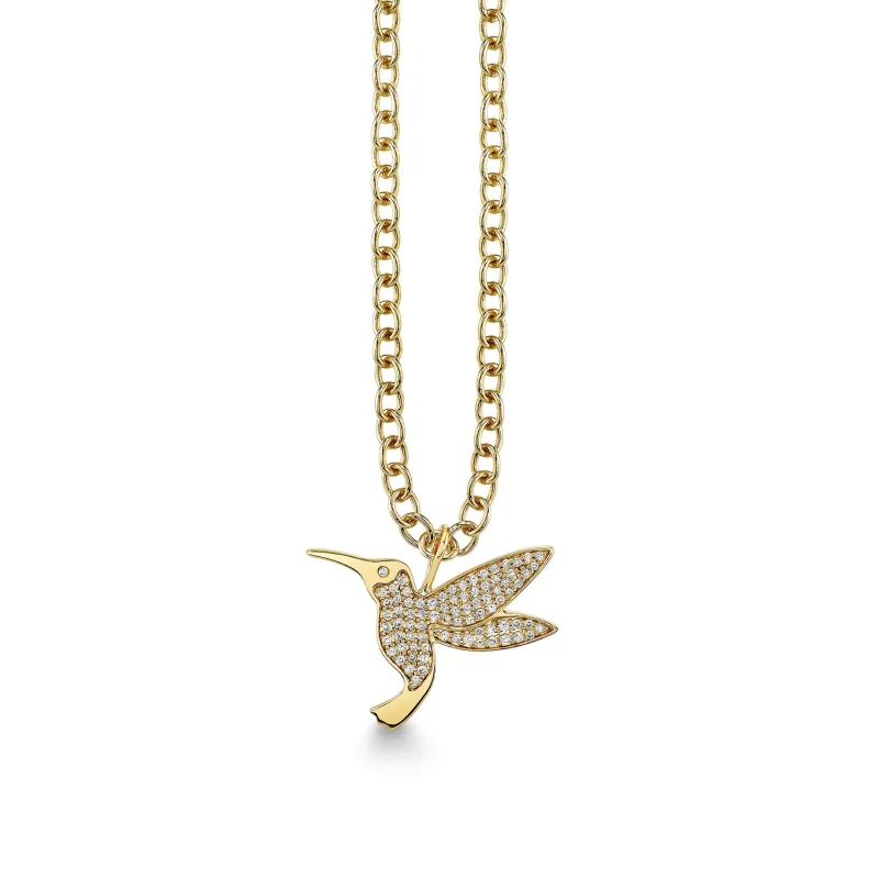 Gold & Diamond Extra Large Hummingbird Charm made by Sydney Evan