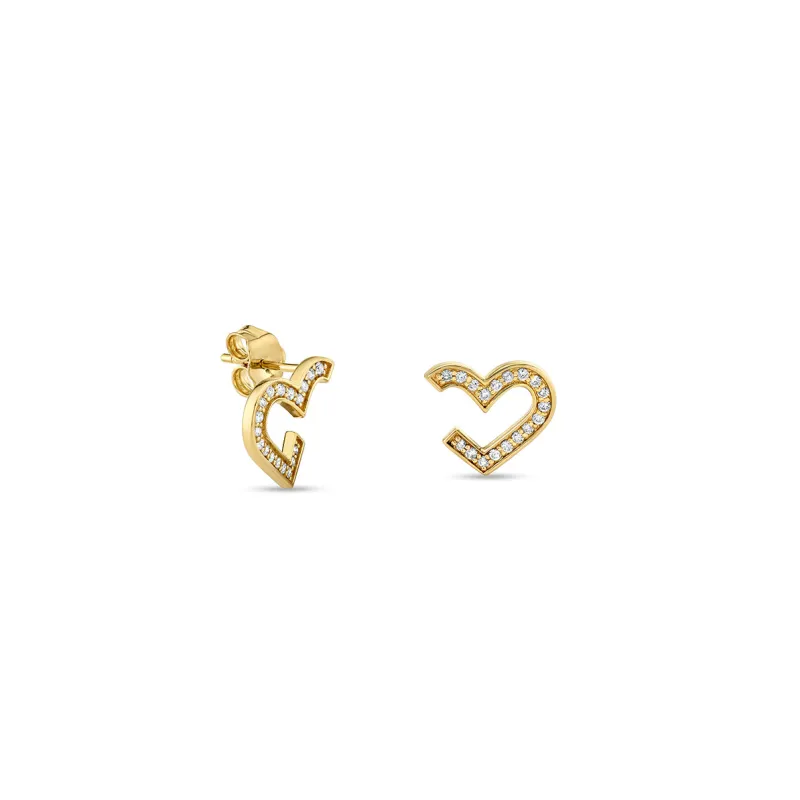 Gold & Diamond Small Heart Wrap Hoop made by Sydney Evan