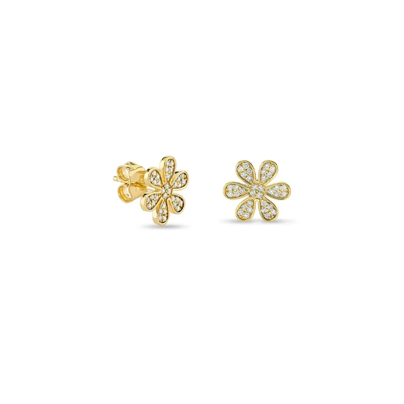 Gold & Diamond Daisy Stud made by Sydney Evan