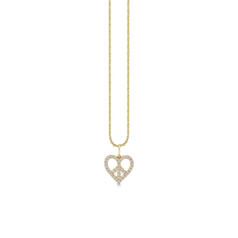 Gold & Diamond Small Peace Heart Charm made by Sydney Evan