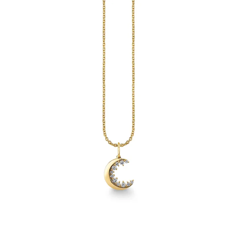 Gold & Diamond Small Cocktail Crescent Moon Charm made by Sydney Evan