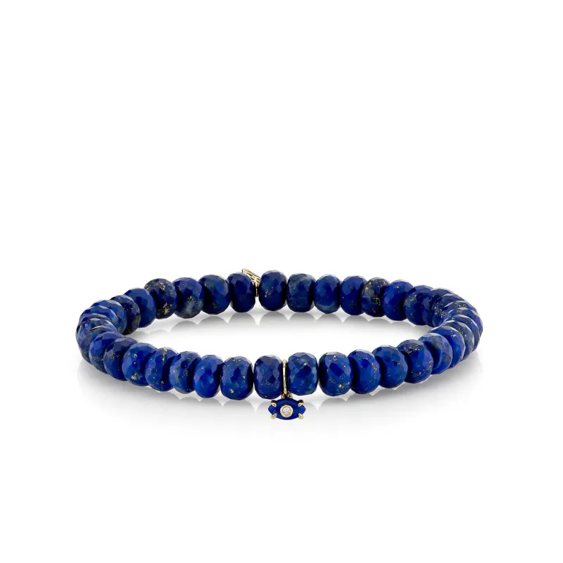 Gold & Diamond Tiny Carved Stone on Lapis made by Sydney Evan