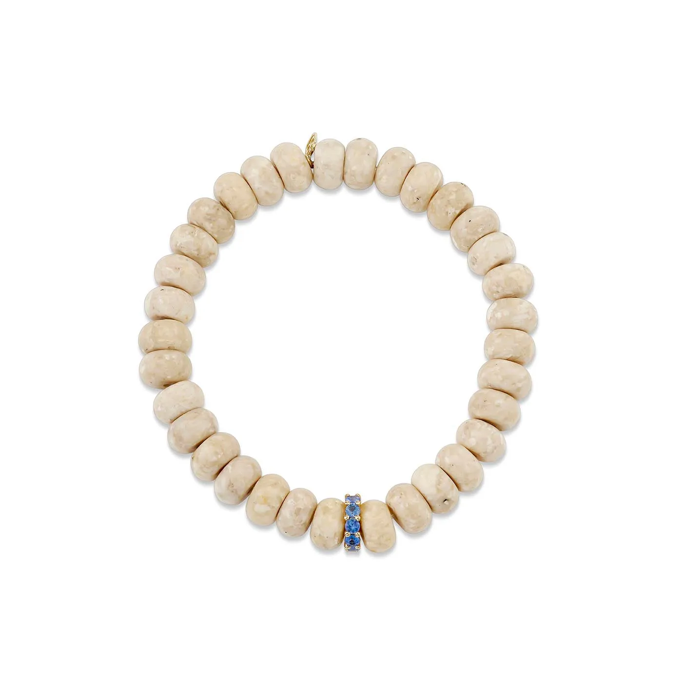 Gold & Sapphire Rondelle on Cream Jasper sold by Sydney Evan product image thumbnail 3