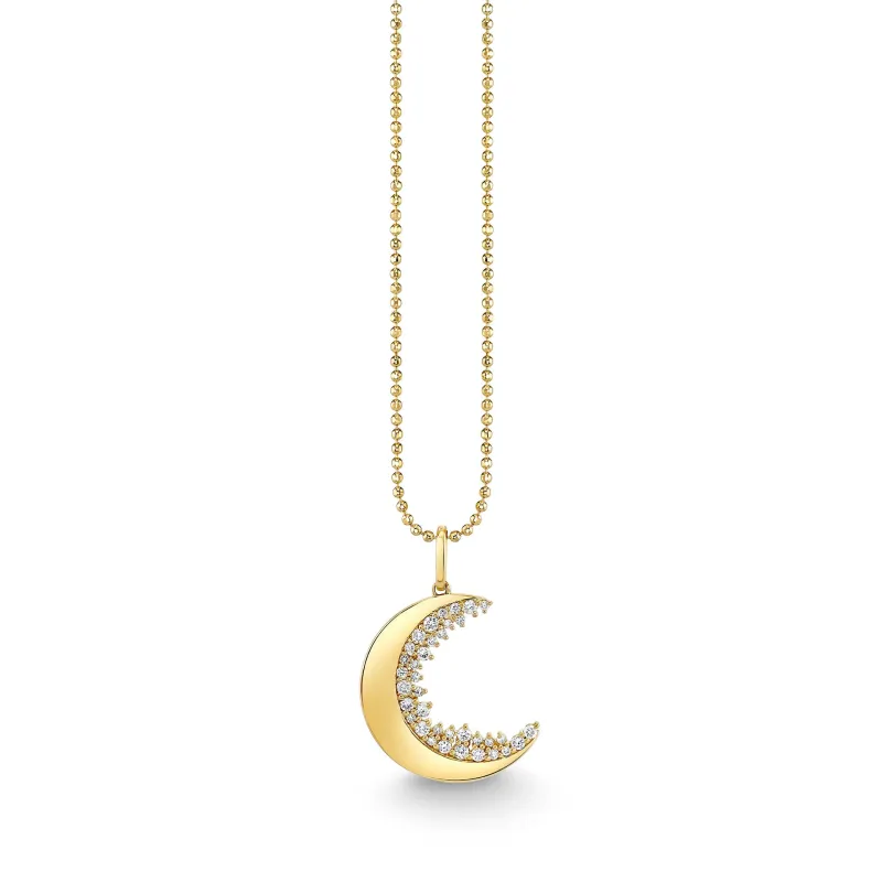 Gold & Diamond Cocktail Crescent Moon Charm made by Sydney Evan
