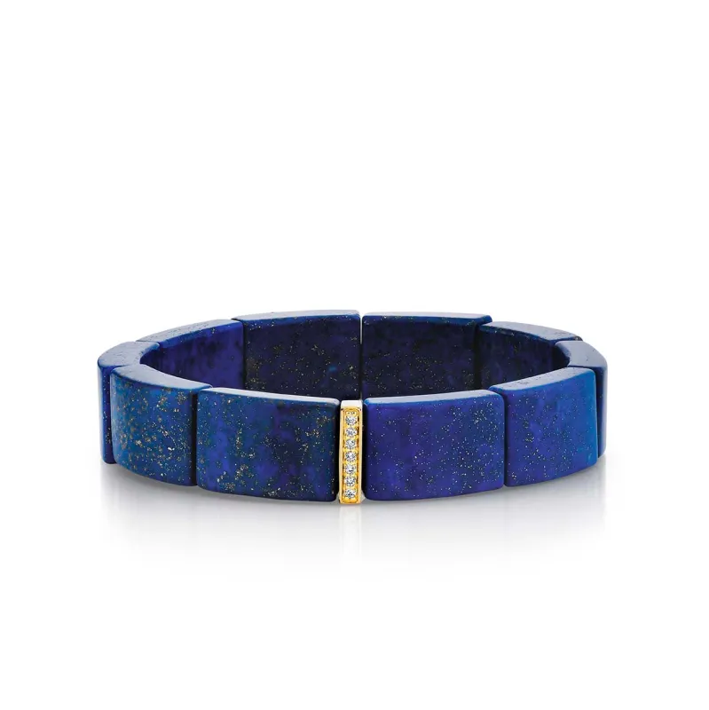Gold & Diamond Single Row Spacer On Lapis made by Sydney Evan
