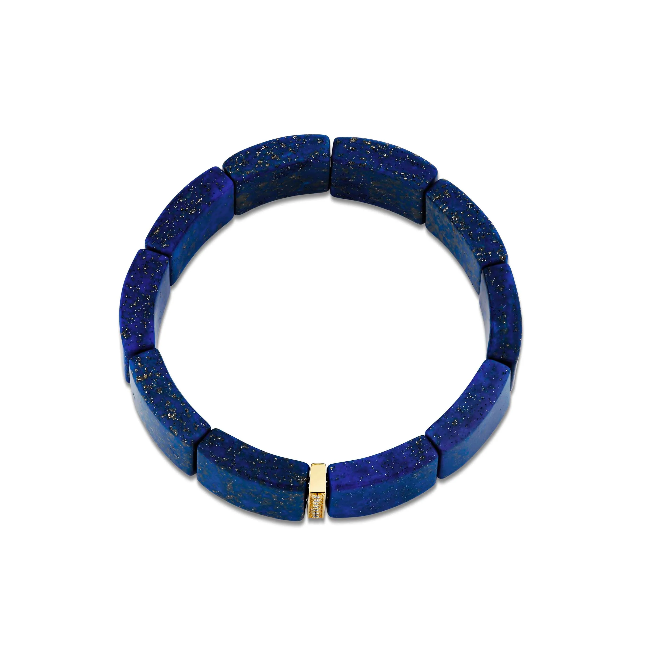 Gold & Diamond Single Row Spacer On Lapis sold by Sydney Evan product image thumbnail 3