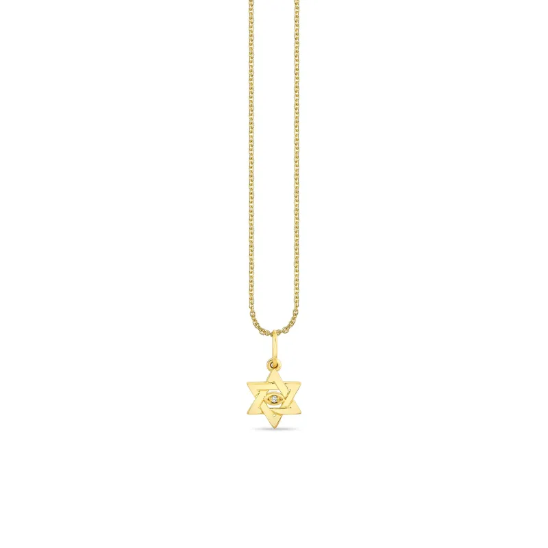 Pure Gold Tiny Star Of David Marquise Eye Charm made by Sydney Evan