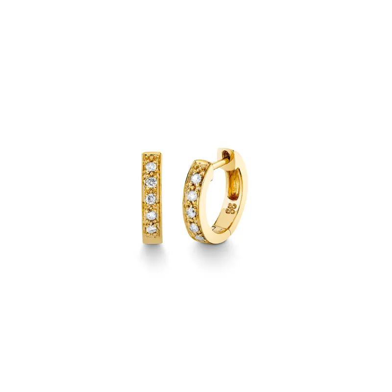 Gold & Diamond Small Huggie Hoops made by Sydney Evan