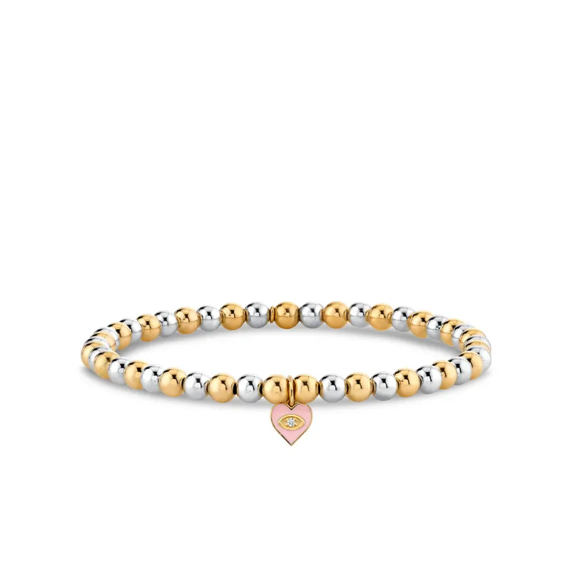 Gold & Diamond Heart on Two-Tone Gold Beads made by Sydney Evan