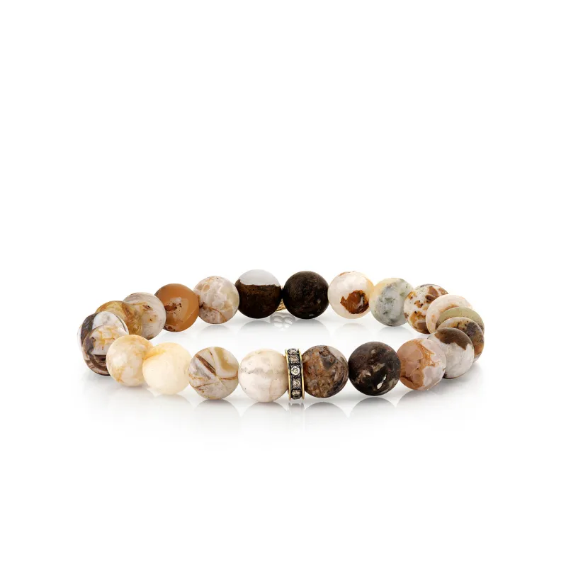 Gold & Brown Diamond Eternity Rondelle on Opal made by Sydney Evan