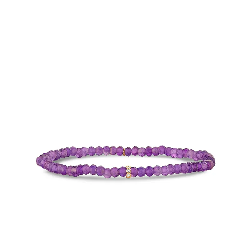 Gold & Diamond Rondelle on Amethyst made by Sydney Evan