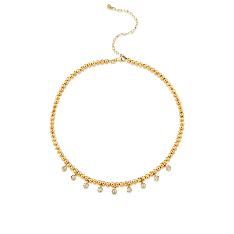 Gold & Diamond Multi Tiny Disc Necklace made by Sydney Evan
