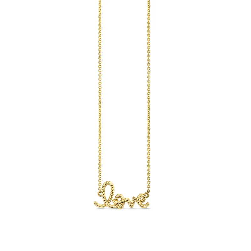 Pure Gold Small Love Script Rope Necklace made by Sydney Evan