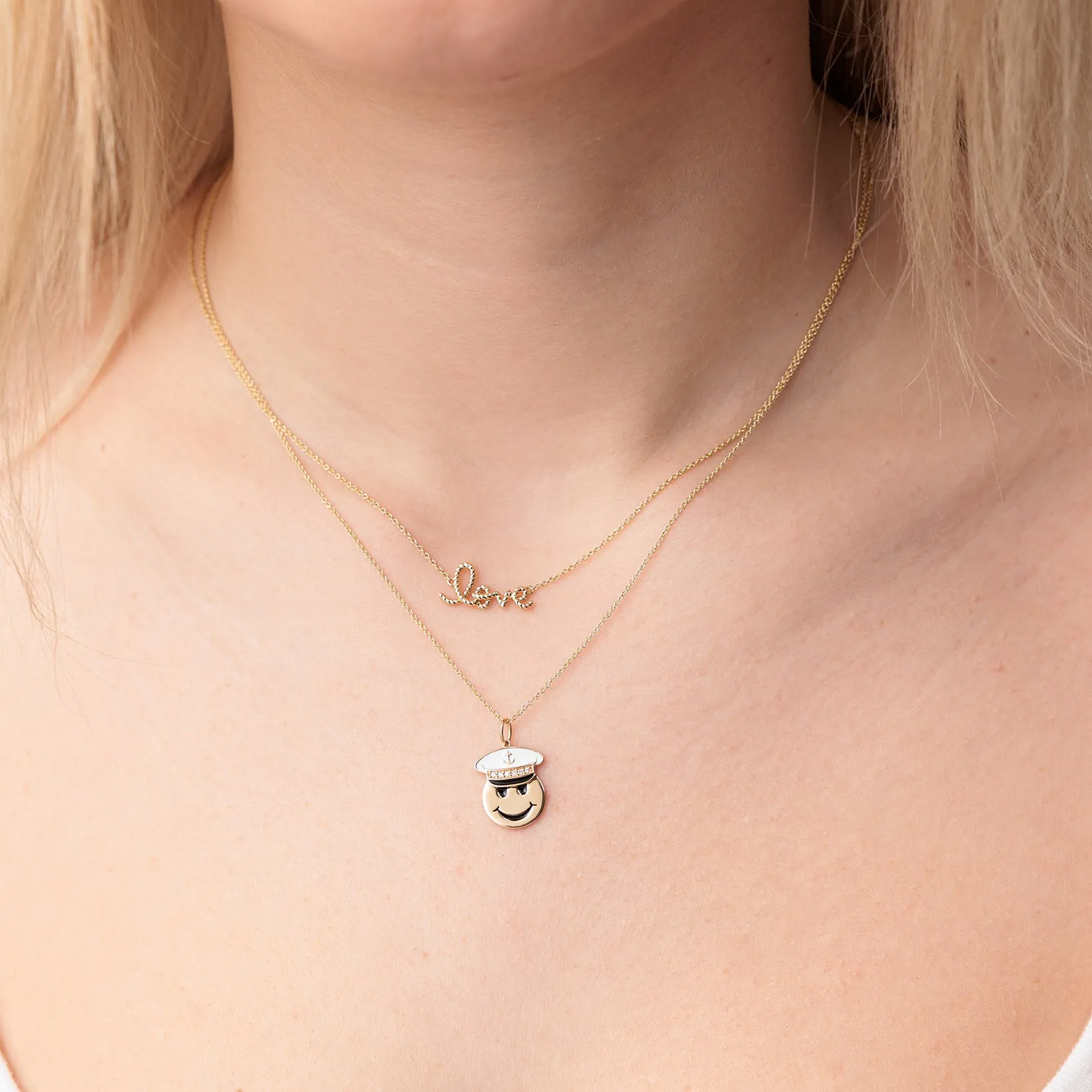 Pure Gold Small Love Script Rope Necklace sold by Sydney Evan product image thumbnail 2
