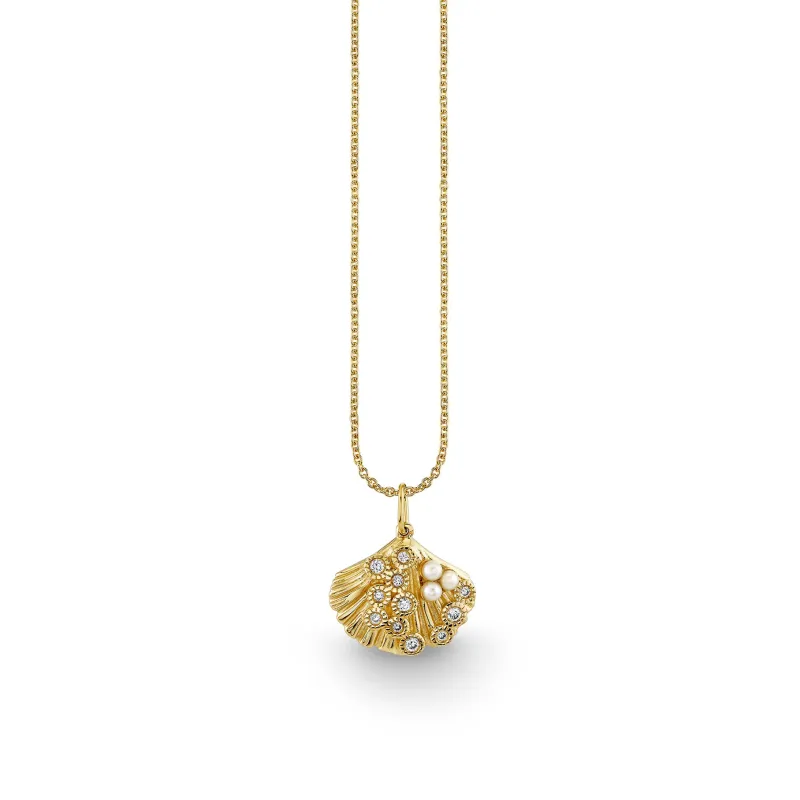 Gold & Diamond Scallop Shell Charm made by Sydney Evan