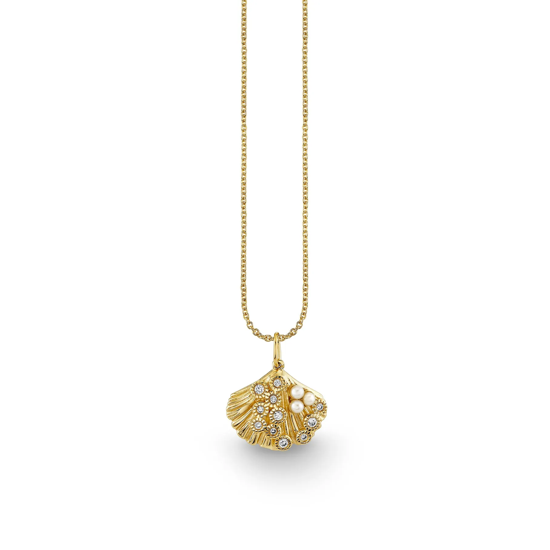 Gold & Diamond Scallop Shell Charm sold by Sydney Evan