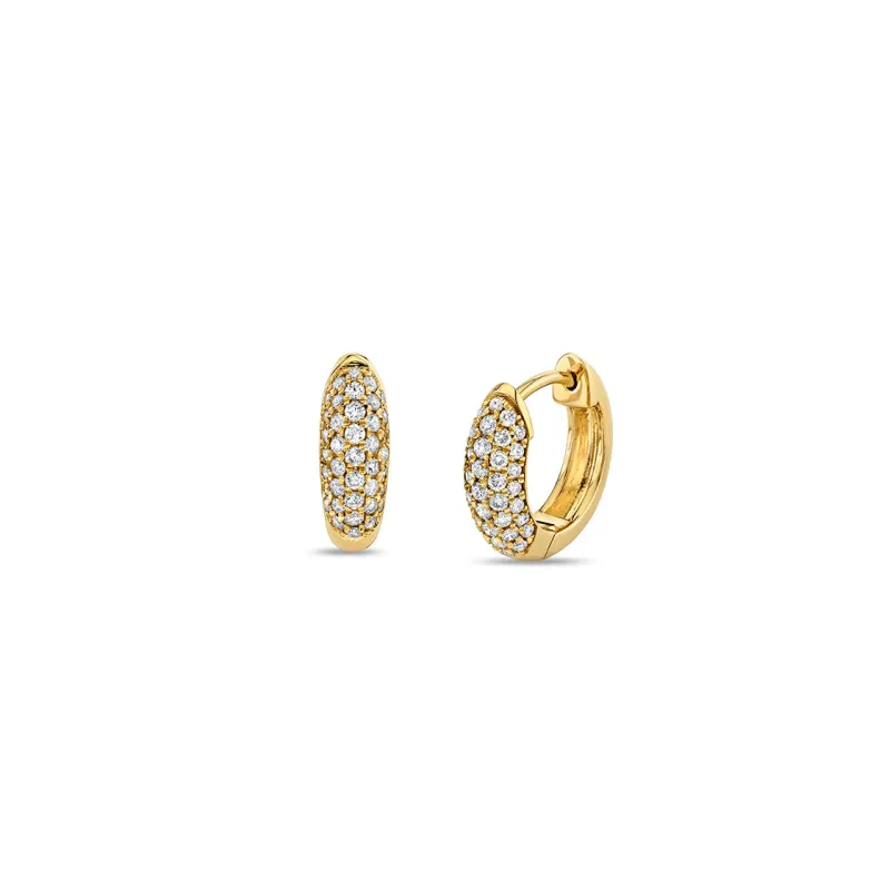 Gold & Diamond Puffy Huggie Hoop made by Sydney Evan