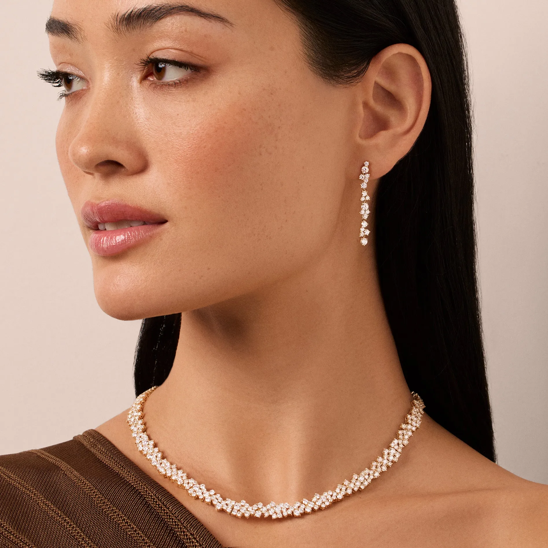 Gold & Diamond Wide Cocktail Eternity Necklace sold by Sydney Evan product image thumbnail 2
