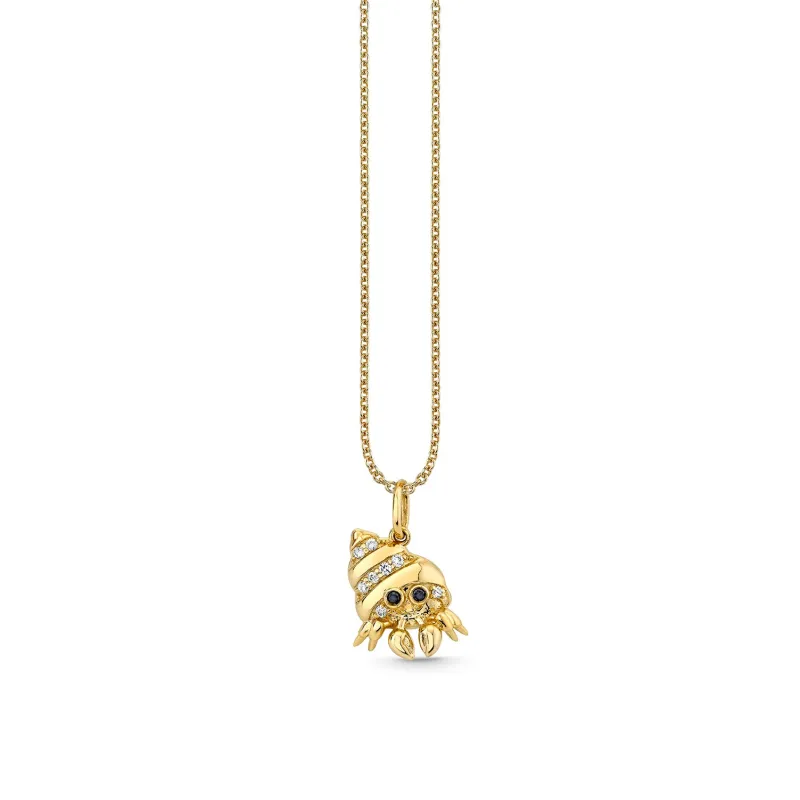 Gold & Diamond Hermit Crab Charm made by Sydney Evan