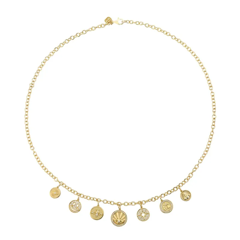 Gold & Diamond Multi-Medallion Necklace made by Sydney Evan