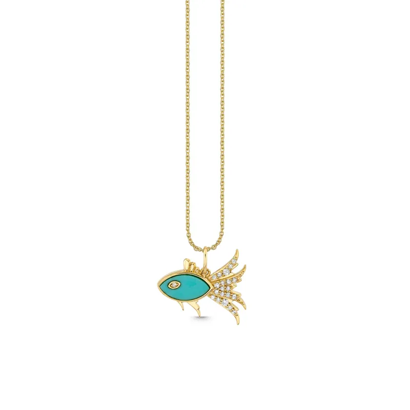 Gold & Diamond Marquise Eye Fish Charm made by Sydney Evan
