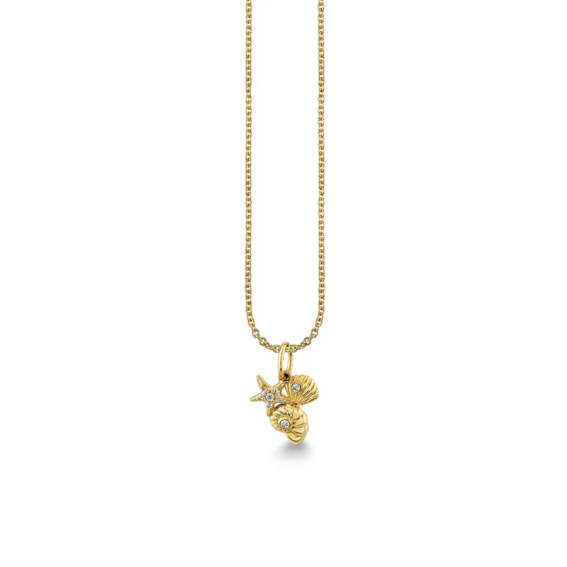 Gold & Diamond Shell Cluster Charm made by Sydney Evan