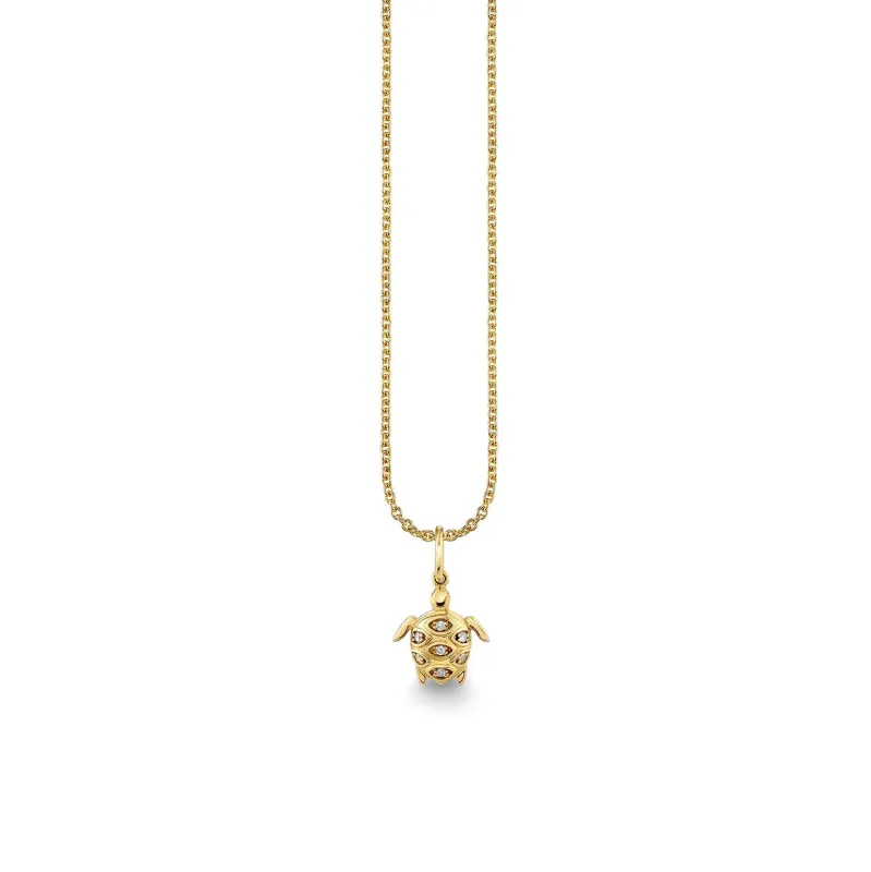 Gold & Diamond Small Turtle Charm made by Sydney Evan