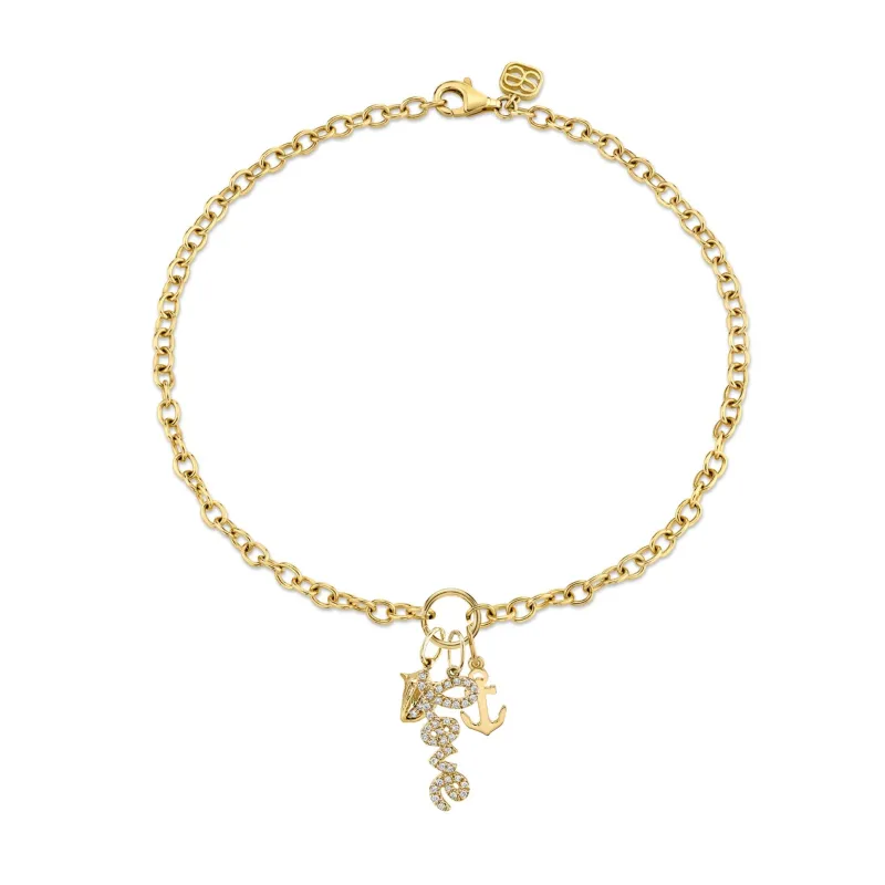 Gold & Diamond Sea Life Anklet made by Sydney Evan