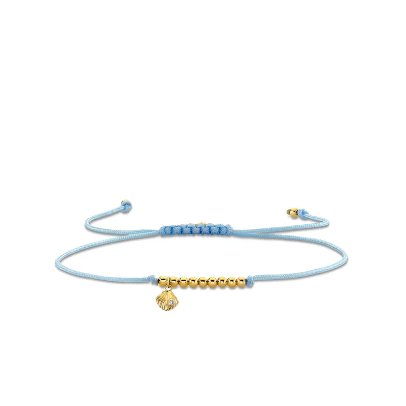 Gold & Diamond Tiny Clam Shell Cord Bracelet made by Sydney Evan