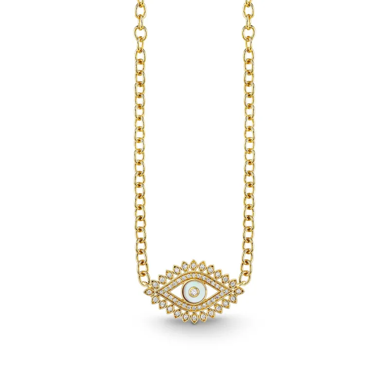 Gold & Diamond Eye Stone Inlay Necklace made by Sydney Evan
