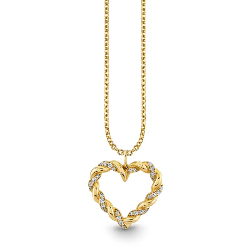 Gold & Diamond Rope Heart Charm made by Sydney Evan