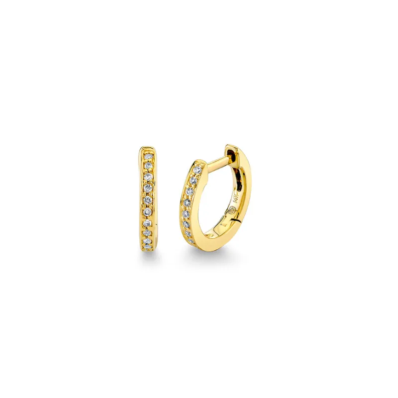 Gold & Diamond 7.5mm Huggie Hoop made by Sydney Evan