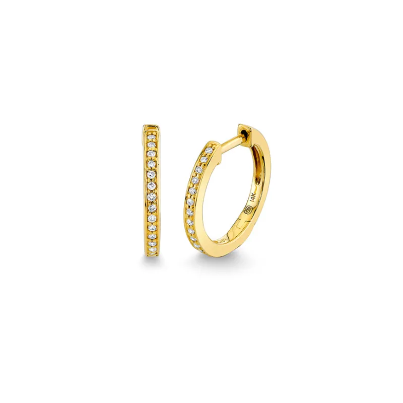 Gold & Diamond 10.5mm Huggie Hoop made by Sydney Evan