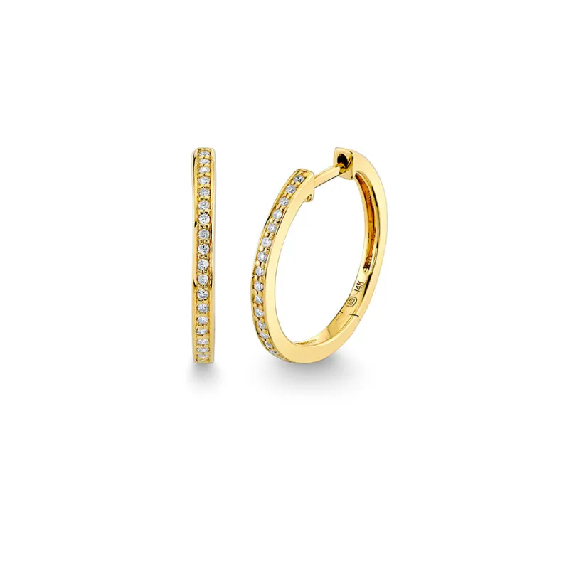 Gold & Diamond 13.5mm Huggie Hoop made by Sydney Evan