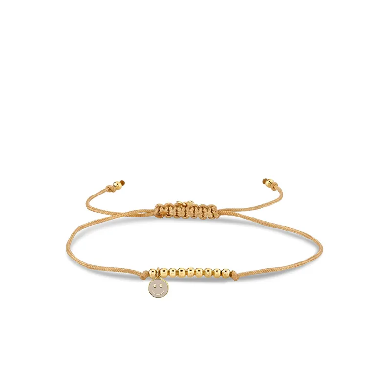 Gold & Enamel Happy Face Cord Bracelet made by Sydney Evan