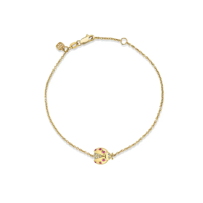 Gold & Diamond Ladybug Bracelet made by Sydney Evan
