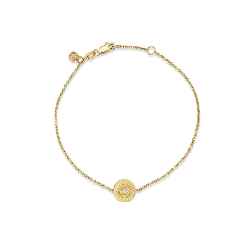 Gold & Diamond Marquise Eye Coin Bracelet made by Sydney Evan