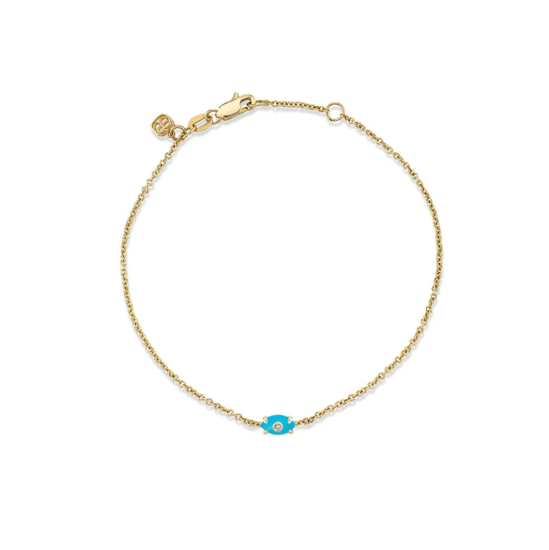 Gold & Diamond Tiny Carved Stone Bracelet made by Sydney Evan