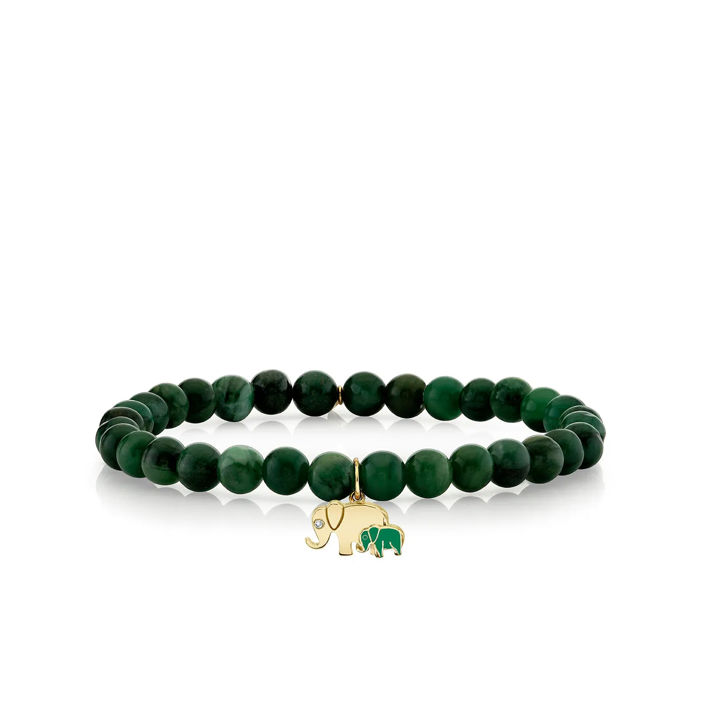 Gold & Diamond Elephant Family on Verdite sold by Sydney Evan