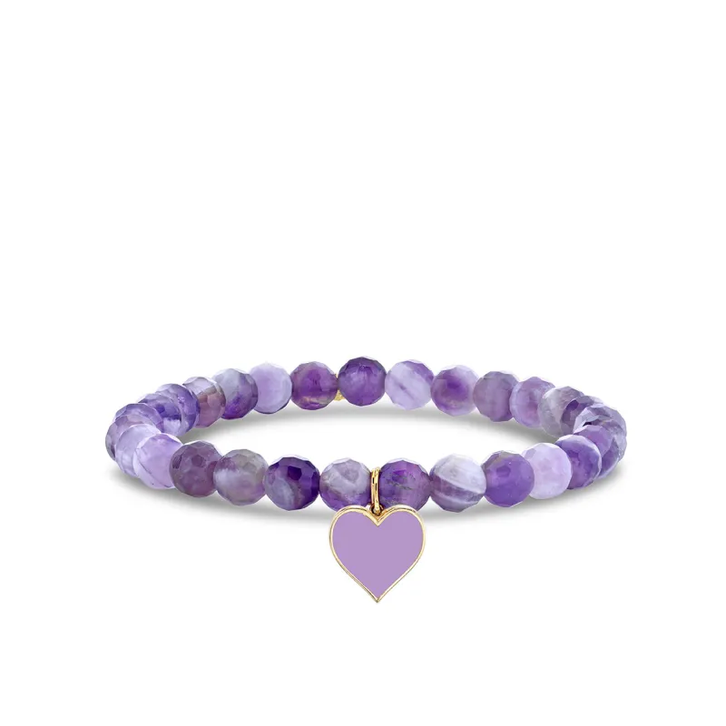 Gold & Enamel Heart on Amethyst made by Sydney Evan