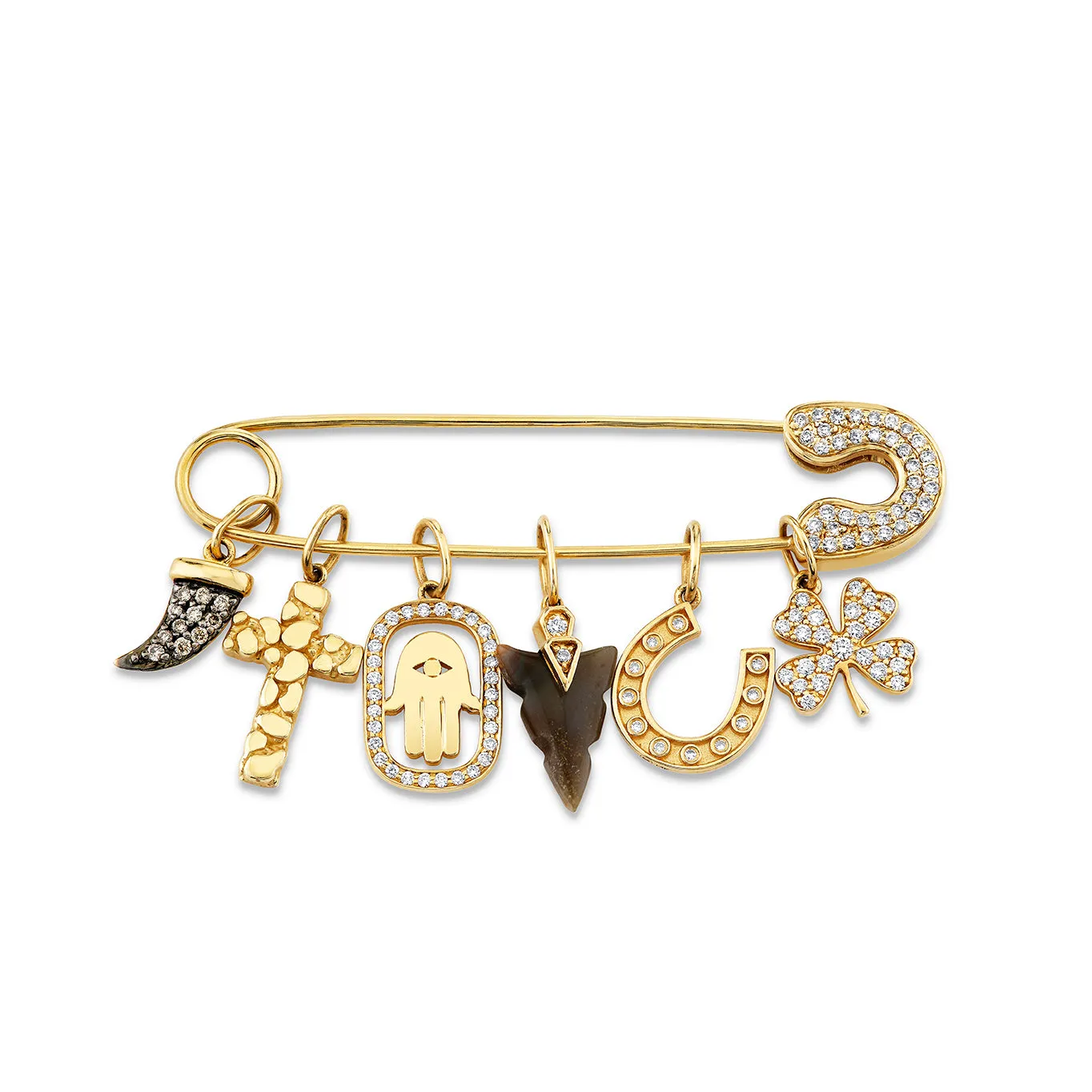 Men's Collection Gold & Diamond Luck & Protection Brooch sold by Sydney Evan