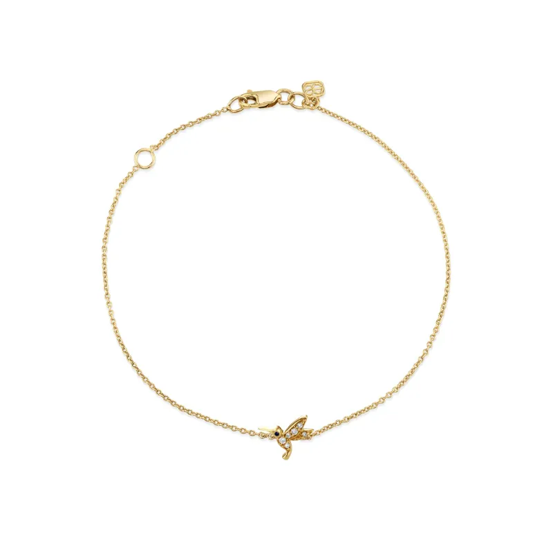 Gold & Diamond Tiny Hummingbird Bracelet made by Sydney Evan