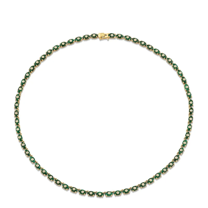 Gold & Diamond Tiny Carved Stone Eternity Necklace made by Sydney Evan