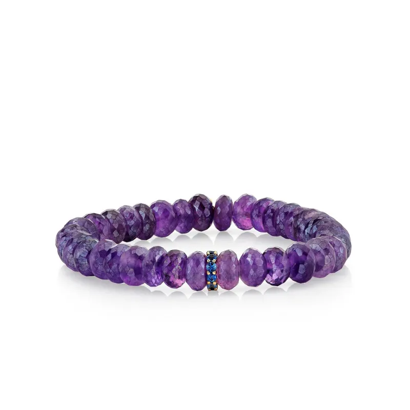 Gold & Sapphire Rondelle on Amethyst made by Sydney Evan